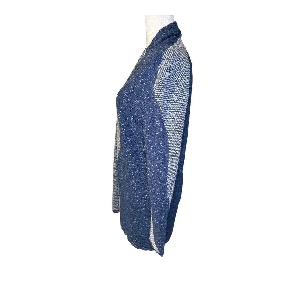 NIC+ZOE Geometric Print Open‎ Front Cardigan Sweater Blue Grey XS